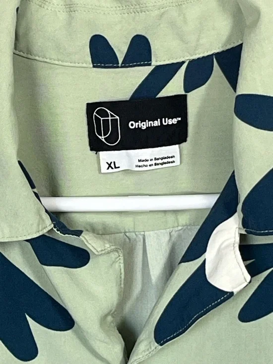 Original Use Green Floral Camp Collar Shirt XL Rayon Resort Button Up - Picture 3 of 5